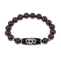 Браслет с бусиной Дзи Гаруда и нат.камнем Гранат BSDS-08-06