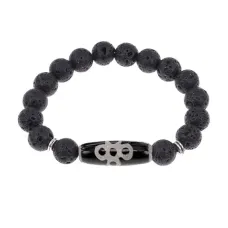 Браслет с бусиной Дзи Гаруда и нат.камнем Лава BSDS-08-09
