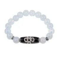 Браслет с бусиной Дзи Гаруда и синтетическим камнем Лунный камень BSDS-08-11