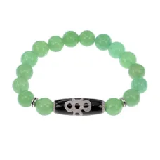 Браслет с бусиной Дзи Гаруда и нат.камнем Нефрит BSDS-08-13