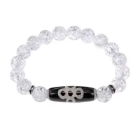 Браслет с бусиной Дзи Гаруда и синт. камнем Сахарный кварц BSDS-08-16
