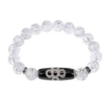 Браслет с бусиной Дзи Гаруда и синт. камнем Сахарный кварц BSDS-08-16