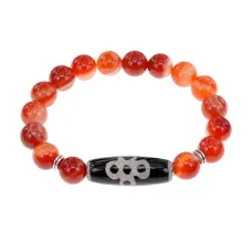 Браслет с бусиной Дзи Гаруда и нат.камнем Сердолик BSDS-08-17