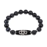 Браслет с бусиной Дзи Гаруда и нат.камнем Черный агат BSDS-08-23