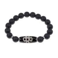 Браслет с бусиной Дзи Гаруда и синт. камнем Шунгит BSDS-08-24