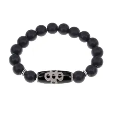 Браслет с бусиной Дзи Гаруда и синт. камнем Шунгит BSDS-08-24