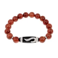 Браслет с бусиной Дзи Золотой ключ и синт.камнем Коричневый авантюрин BSDS-09-01