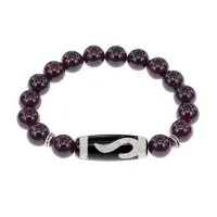 Браслет с бусиной Дзи Золотой ключ и нат.камнем Гранат BSDS-09-06