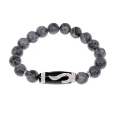 Браслет с бусиной Дзи Золотой ключ и нат.камнем Лабрадор