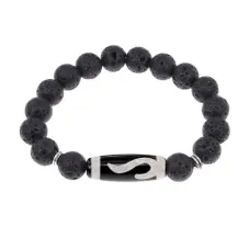 Браслет с бусиной Дзи Золотой ключ и нат.камнем Лава BSDS-09-09