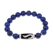 Браслет с бусиной Дзи Золотой ключ и нат.камнем Лазурит BSDS-09-10