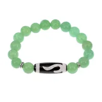 Браслет с бусиной Дзи Золотой ключ и нат.камнем Нефрит BSDS-09-13