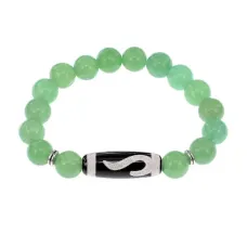 Браслет с бусиной Дзи Золотой ключ и нат.камнем Нефрит BSDS-09-13