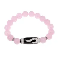 Браслет с бусиной Дзи Золотой ключ и нат.камнем Розовый кварц BSDS-09-15