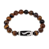 Браслет с бусиной Дзи Золотой ключ и нат.камнем Тигровый глаз BSDS-09-19