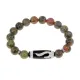 Браслет с бусиной Дзи Золотой ключ и нат.камнем Унакит BSDS-09-20