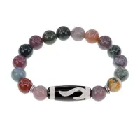 Браслет с бусиной Дзи Золотой ключ и нат.камнем Яшма BSDS-09-25