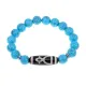 Браслет с бусиной Дзи Кубера и синт.камнем Бирюза BSDS-11-05