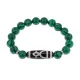 Браслет с бусиной Дзи Кубера и синтетическим камнем Малахит BSDS-11-12