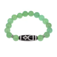 Браслет с бусиной Дзи Кубера и нат.камнем Нефрит BSDS-11-13