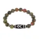 Браслет с бусиной Дзи Кубера и нат.камнем Унакит BSDS-11-20