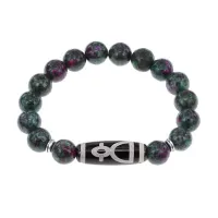 Браслет с бусиной Дзи Кубера и синт.камнем Цоизит BSDS-11-22