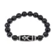 Браслет с бусиной Дзи Кубера и нат.камнем Черный агат BSDS-11-23