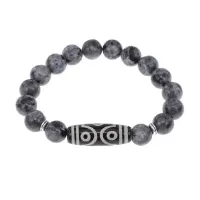 Браслет с 6-глазой бусиной Дзи и нат. камнем Лабрадор BSDS-12-08