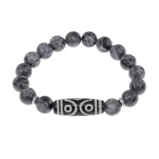 Браслет с 6-глазой бусиной Дзи и нат. камнем Лабрадор BSDS-12-08