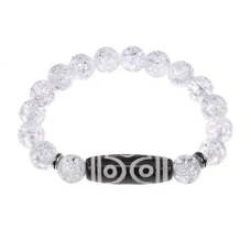 Браслет с 6-глазой бусиной Дзи и синт. камнем Сахарный кварц BSDS-12-16