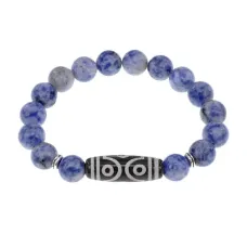 Браслет с 6-глазой бусиной Дзи и нат.камнем Содалит BSDS-12-18