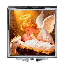 Складное зеркало квадратное Младенец Иисус и ангел ZER2-1449