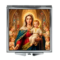 Складное зеркало квадратное Богородица с Иисусом ZER2-1461