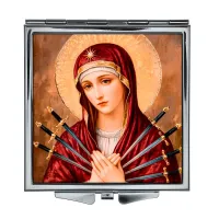Складное зеркало квадратное Матерь Божья с Иисусом ZER2-1464