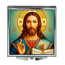 Складное зеркало квадратное Иисус Христос ZER2-1467