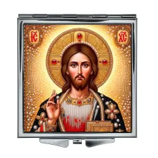Складное зеркало квадратное Иисус Христос ZER2-1469