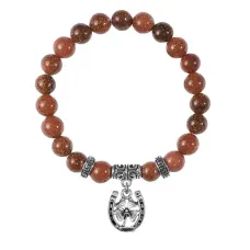 Браслет Подкова и клевер (счастье и удача), Коричневый авантюрин BSP-13-P001