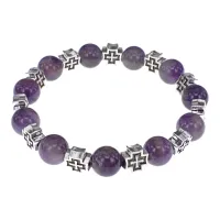 Браслет с крестами, Аметист, 10мм BSH-16-03