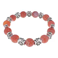 Браслет с крестами, Африканский агат, 10мм BSH-16-04