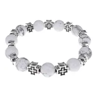 Браслет с крестами, Кахолонг, 10мм BSH-16-07