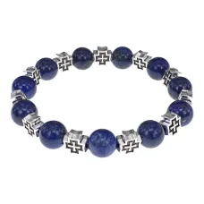 Браслет с крестами, Лазурит, 10мм BSH-16-10