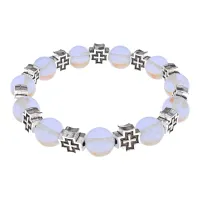 Браслет с крестами, Лунный камень, 10мм BSH-16-11