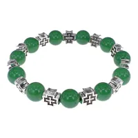 Браслет с крестами, Нефрит, 10мм BSH-16-13