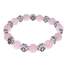 Браслет с крестами, Розовый кварц, 10мм BSH-16-15