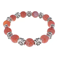 Браслет с крестами, Африканский агат, 10мм BSHE-16-04