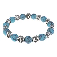 Браслет с крестами, Бирюза, 10мм BSHE-16-05