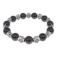 Браслет с крестами, Гранат, 10мм BSHE-16-06