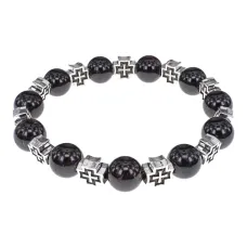 Браслет с крестами, Гранат, 10мм BSHE-16-06
