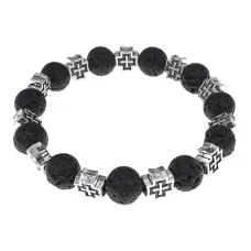 Браслет с крестами, Лава, 10мм BSHE-16-09