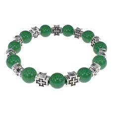 Браслет с крестами, Нефрит, 10мм BSHE-16-13